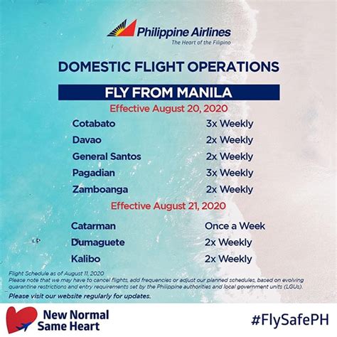 pal airline flight schedule